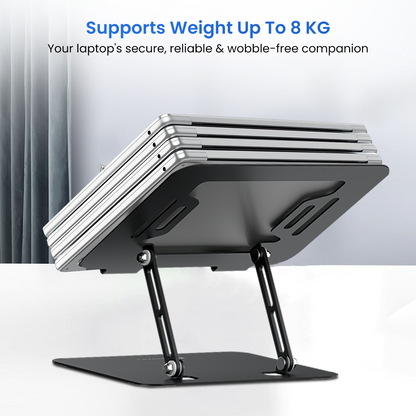 Black Portronics My Buddy K3 Pro durable metal laptop stand support 