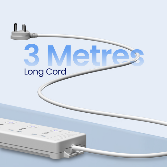 Portronics Power Plate 18 Power Extension Board with 3M durable cable & 3 universal power sockets