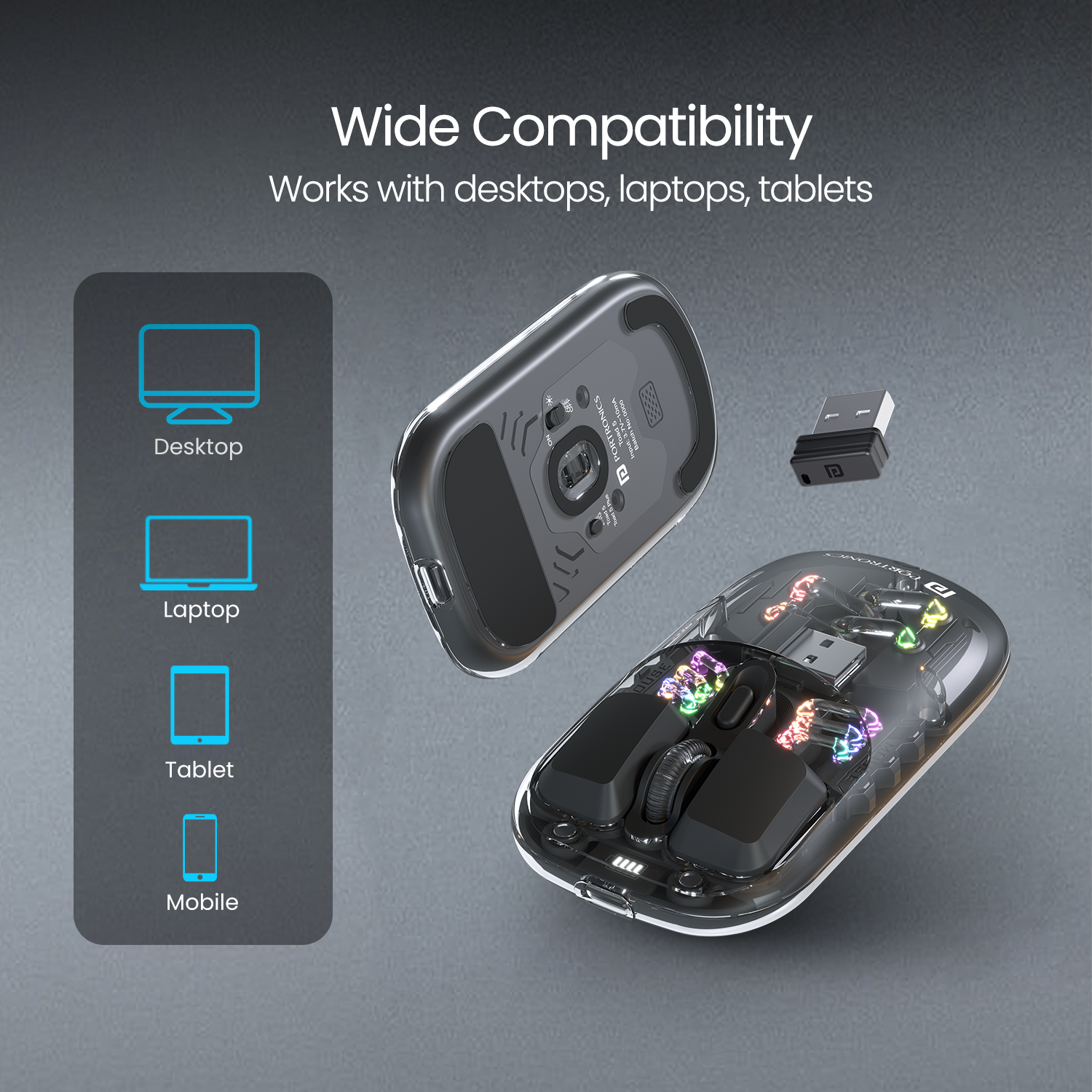 Portronics Toad 5 Bluetooth Wireless Mouse for multiple device support