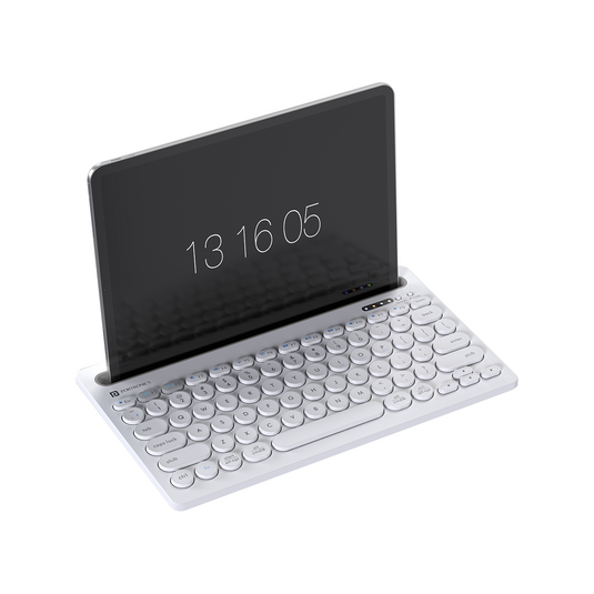 White- Portronics bubble dock wireless keyboard| best wireless keyboard for tablet| wireless keyboard online at best pricePortronics bubble dock wireless keyboard| best wireless keyboard for tablet| wireless keyboard online at best price. White