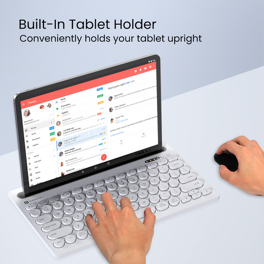 White- Portronics bubble Dock wireless keyboard with multi device pairing| best wireless keyboard at affordable | wireless keyboard online. White