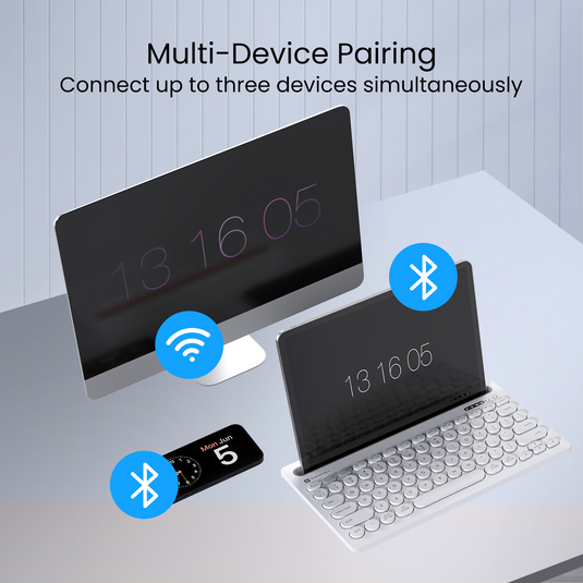 White- Portronics bubble Dock wireless keyboard with multi device pairing| best wireless keyboard at affordable | wireless keyboard online. White