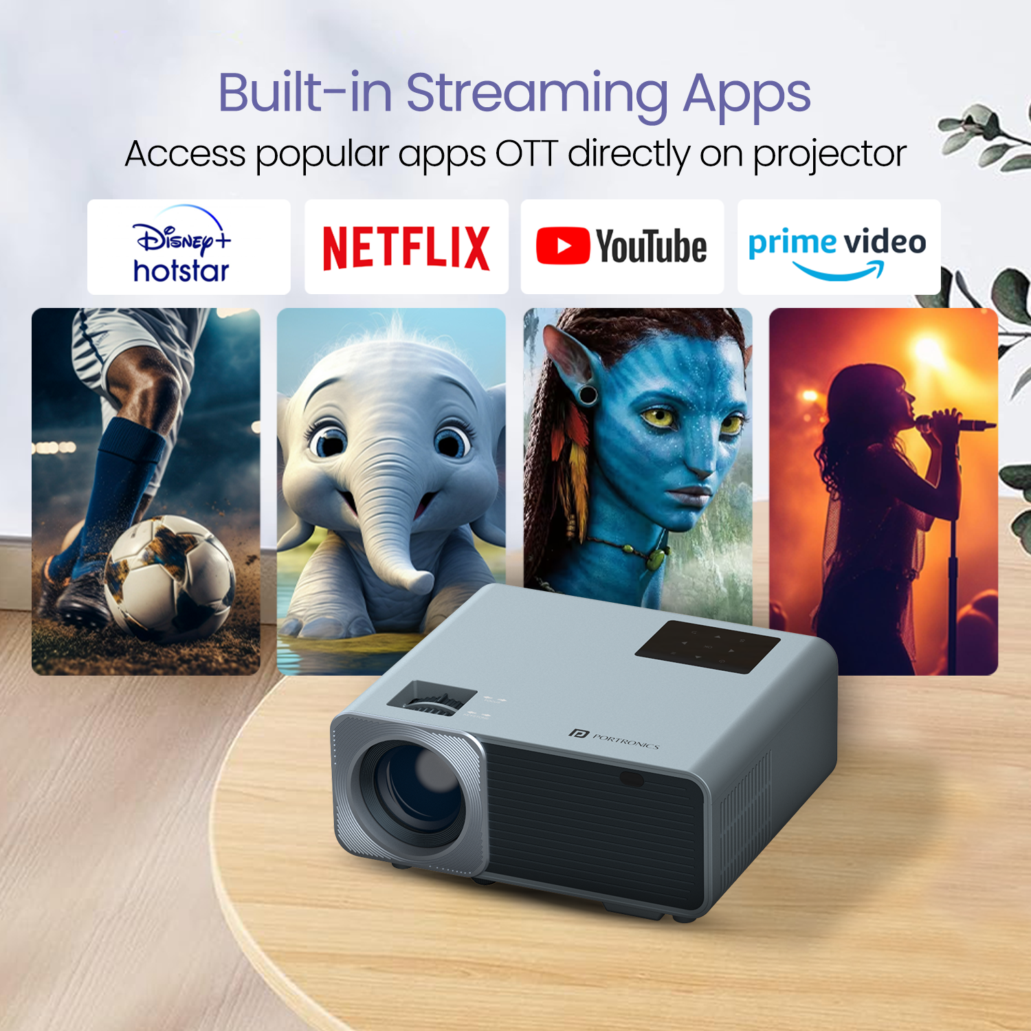 Portronics Beem 450 Smart portable Projector with streaming features| Bluetooth projector for home comes with integrated App