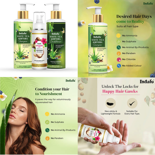Indalo Shampoo, Conditioner & Serum for Dandruff