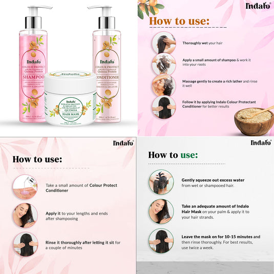 Indalo Quinoa Protein Shampoo, Conditioner & Hair Mask Combo