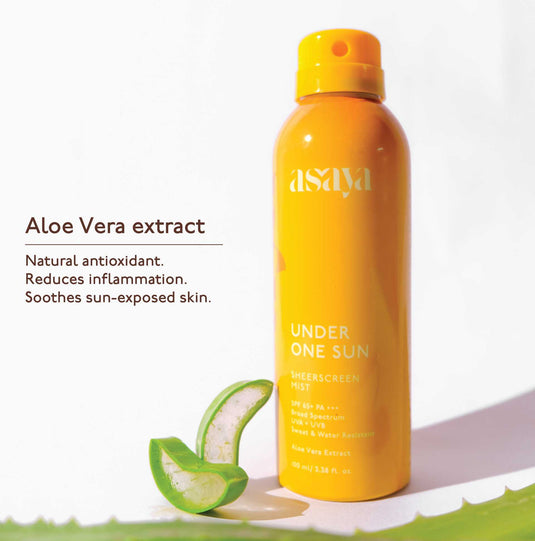 Asaya sunscreen with aloe vera soothes, calms and repairs damaged skin, spray sunscreen india