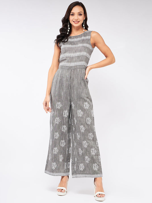 Cotton Printed Sleeveless Jumpsuit