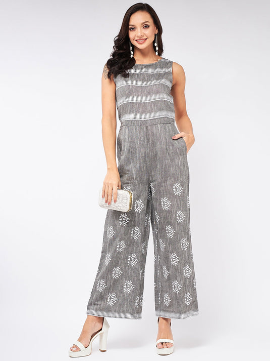 Cotton Printed Sleeveless Jumpsuit