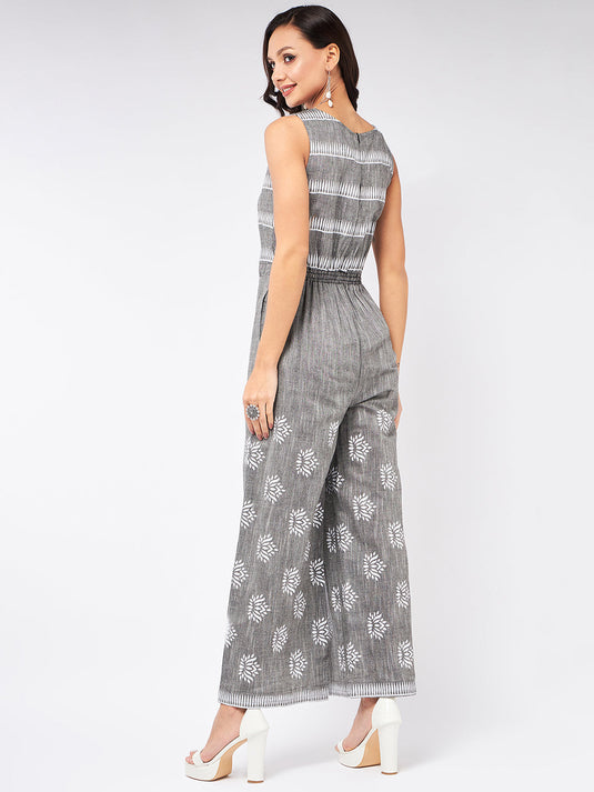 Cotton Printed Sleeveless Jumpsuit