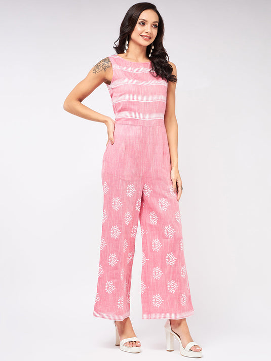 Cotton Printed Sleeveless Jumpsuit