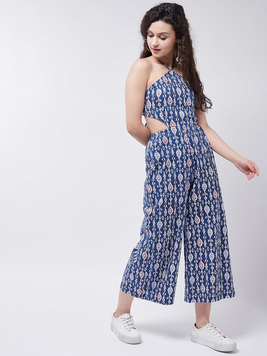 Ethnic Printed Jumpsuit With Halter Neck