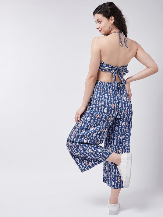 Ethnic Printed Jumpsuit With Halter Neck