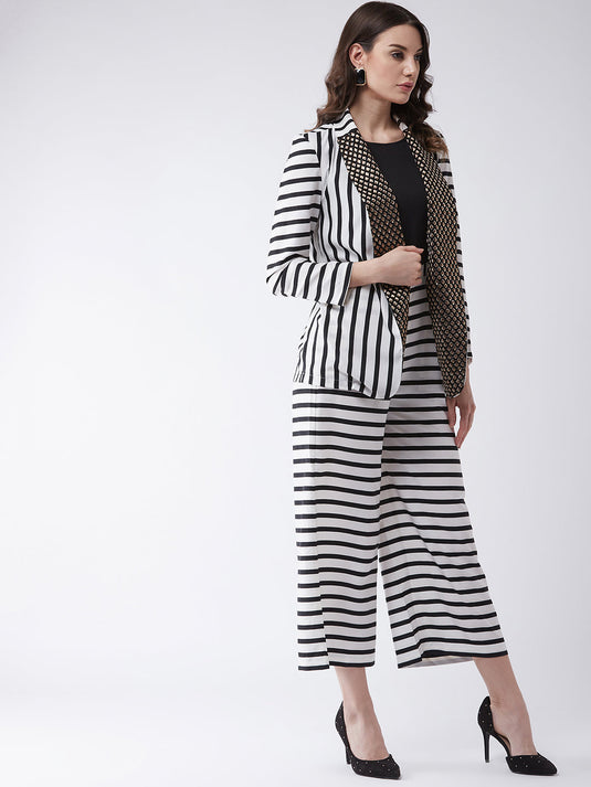 Stripes Jumpsuit With Blazer