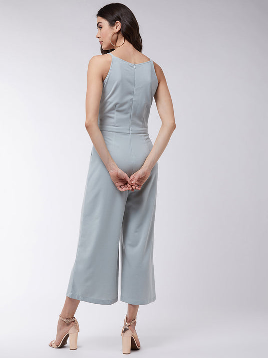 Solid Overlap Sleeveless Jumpsuit