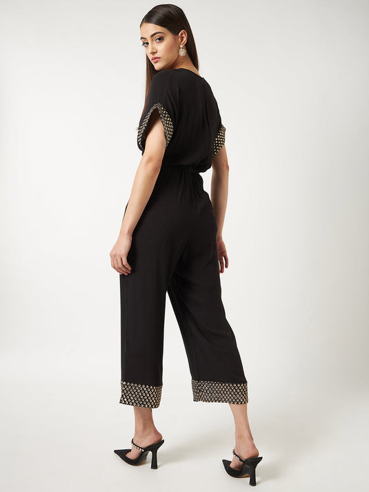 Black Solid Stylish Front Jumpsuit