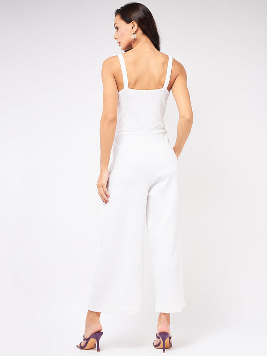 Solid Strappy Sweetheart Neck Jumpsuit