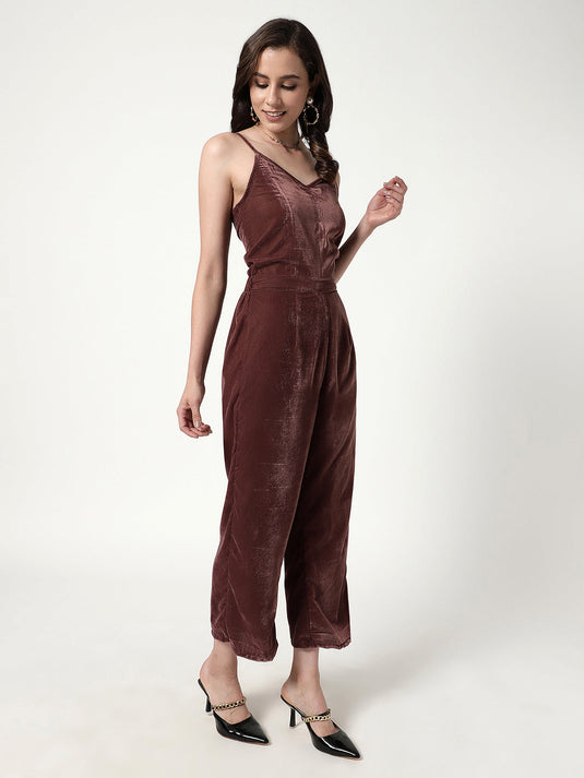 Solid Velvet Jumpsuit