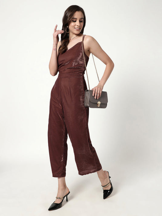 Solid Velvet Jumpsuit