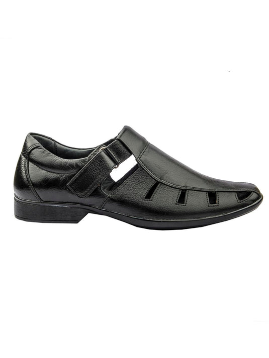 Designer's Elegance: Handmade Black Leather Sandals for Men