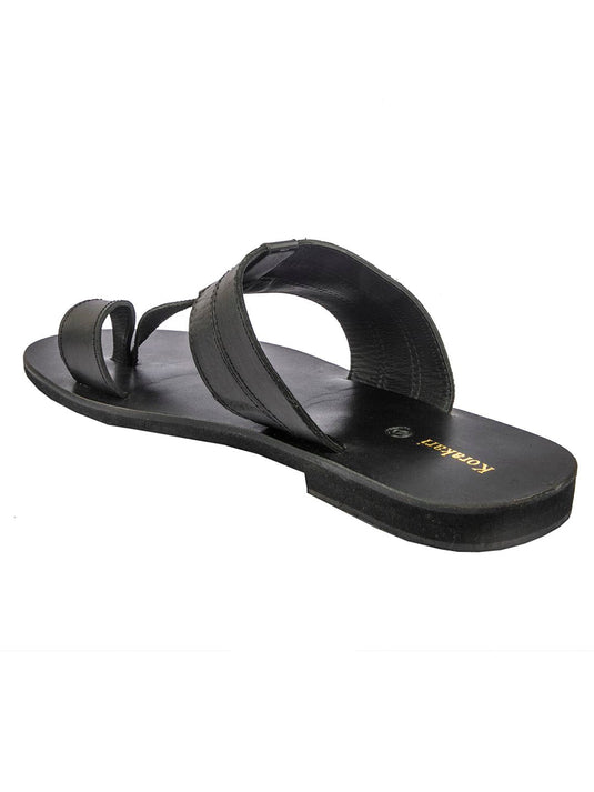 Designer's Comfort: Handmade Black Leather Sandals for Men