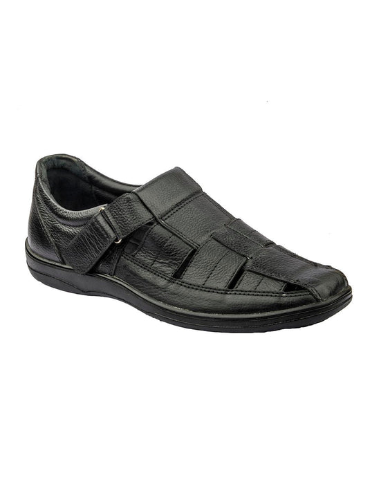 Designer's Delight: Handmade Black Leather Sandals for Men