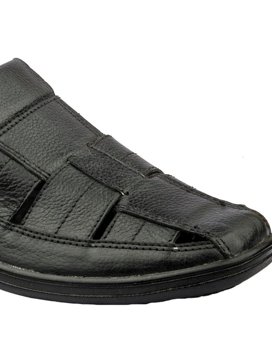 Designer's Delight: Handmade Black Leather Sandals for Men