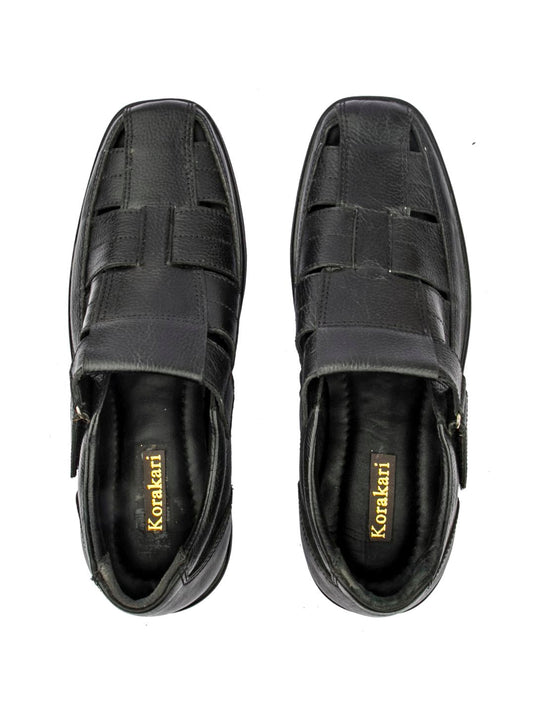 Designer's Delight: Handmade Black Leather Sandals for Men