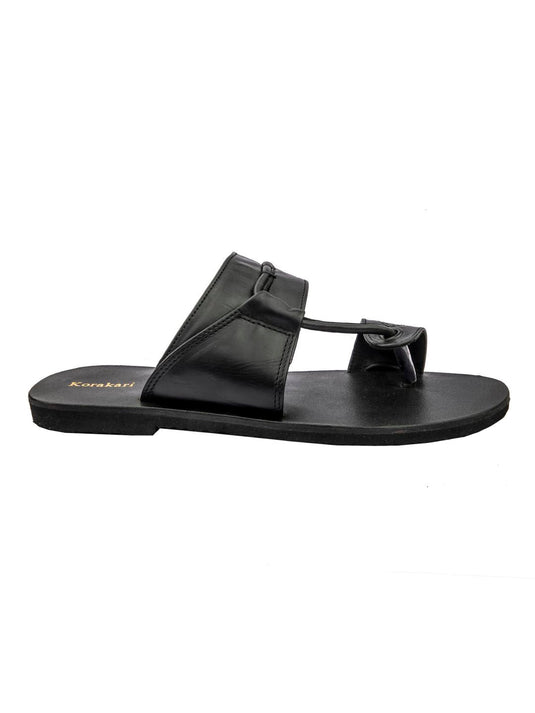 Effortless Style: Handmade Black Leather Sandals for Men