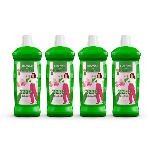 Kleenest Bathroom Cleaner Pack of 4, Zero Bleach Bathroom cleaner with plant based actives and Natural Lactic Acid