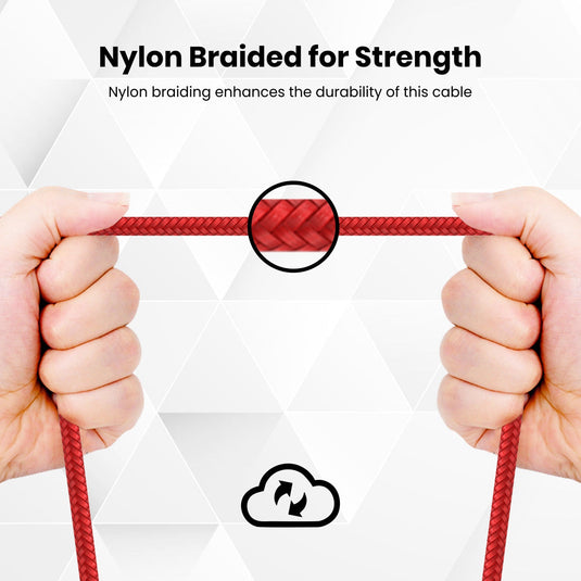 Red Portronics Konnect Dash 2 65w fast charging cable| type c charging cable| nylon braided type c cable 1 meter length