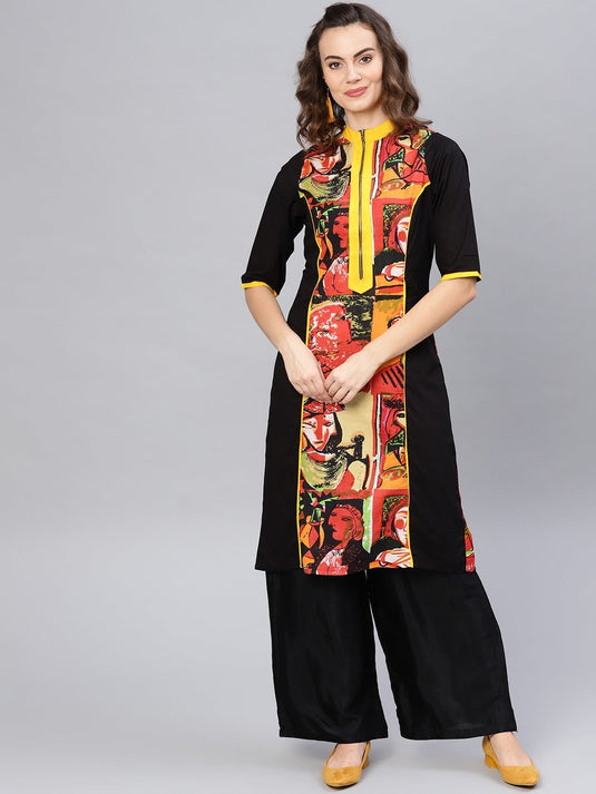 Picasso Printed Zipper Kurta