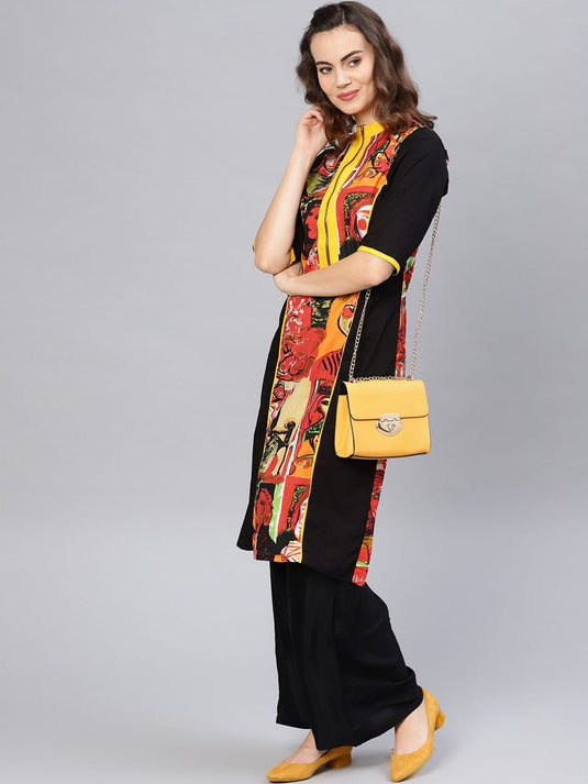 Picasso Printed Zipper Kurta