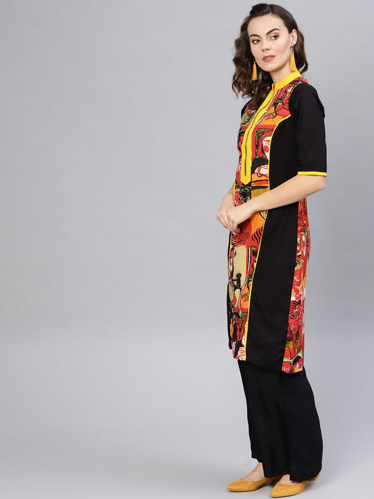 Picasso Printed Zipper Kurta