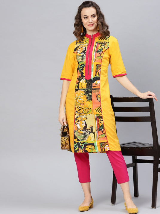 Picasso Printed Zipper Kurta