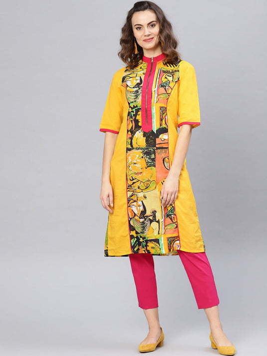 Picasso Printed Zipper Kurta