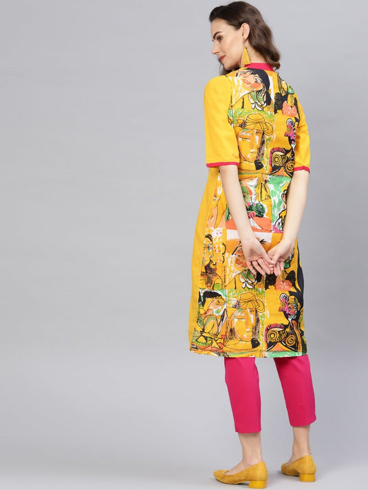 Picasso Printed Zipper Kurta