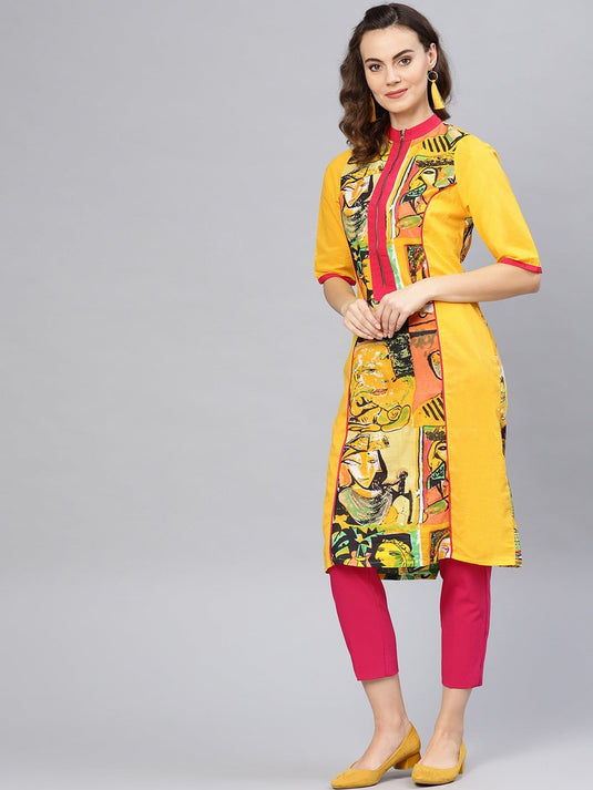 Picasso Printed Zipper Kurta