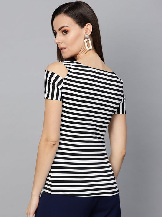 Thin Stripe Shoulder Cut Top