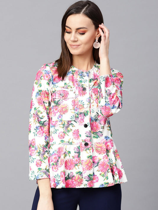 Printed Peplum Blazer