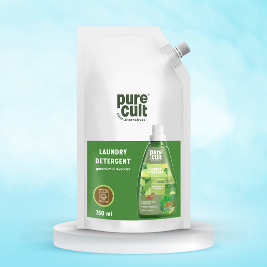 PureCult Laundry Detergent With Geranium & Lavender Essential Oil - Refill Pouch (750 ml)