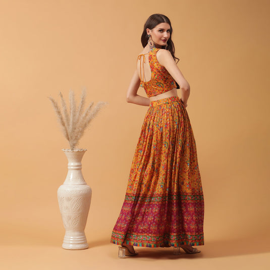 Pannkh Luxe Printed And Embroidered Lehanga with Dupatta Set