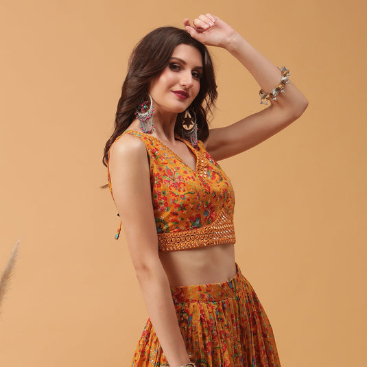 Pannkh Luxe Yellow Printed Lehenga with Dupatta Set