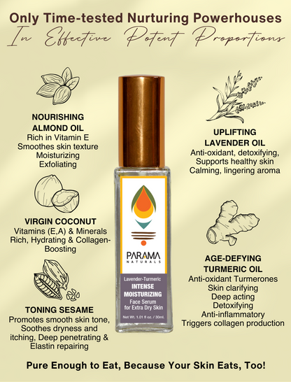 Lavender - Turmeric INTENSE MOISTURIZING Face Serum for Extra Dry Skin