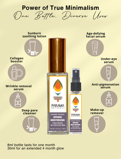 Lavender - Turmeric INTENSE MOISTURIZING Face Serum for Extra Dry Skin