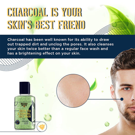 Green Tea Face Wash & Charcoal Peel Off Mask Combo