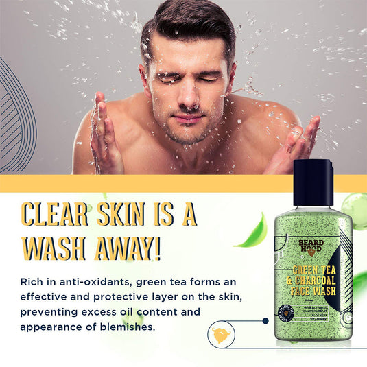 Green Tea Face Wash & Charcoal Peel Off Mask Combo