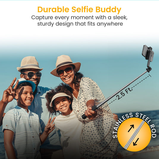 Portronics Lumistick mini 3 in 1 portable selfie stick with tripod come with 2.5ft stainless rod for group selfie and 360 degree rotatable handle