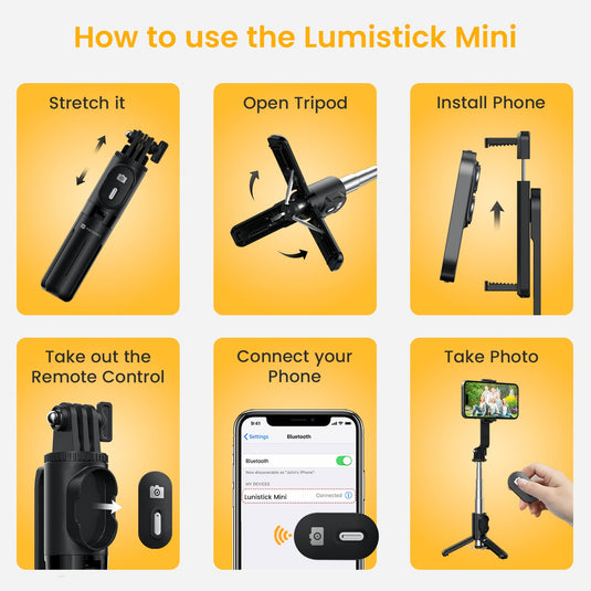 How to use the Lumistick mini foldable and portable selfie Stick for better picture quality