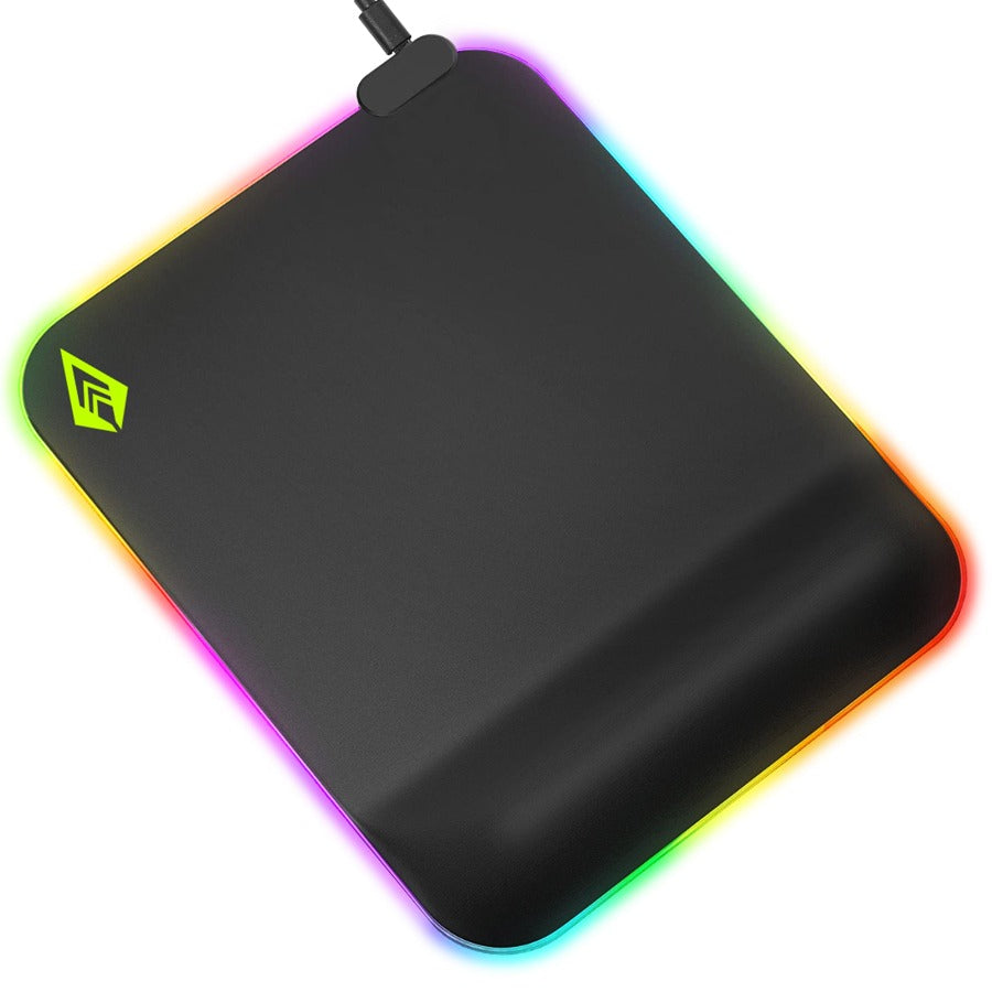 Archer Tech Lab Quiver 200 Gaming Mousepad, 15 RGB Modes, Wrist Rest Hard Mousepad, Soft Memory Foam to Relief Wrist Pain, Natural Rubber Anti Skid Base, Water-Resistant, Plug & Play