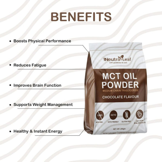 NeutraLeaf MCT Oil Powder | Helps To Get Slim | Instant Energy and Focus | Keto & Paleo Friendly | Improves Brain Function | 250gm